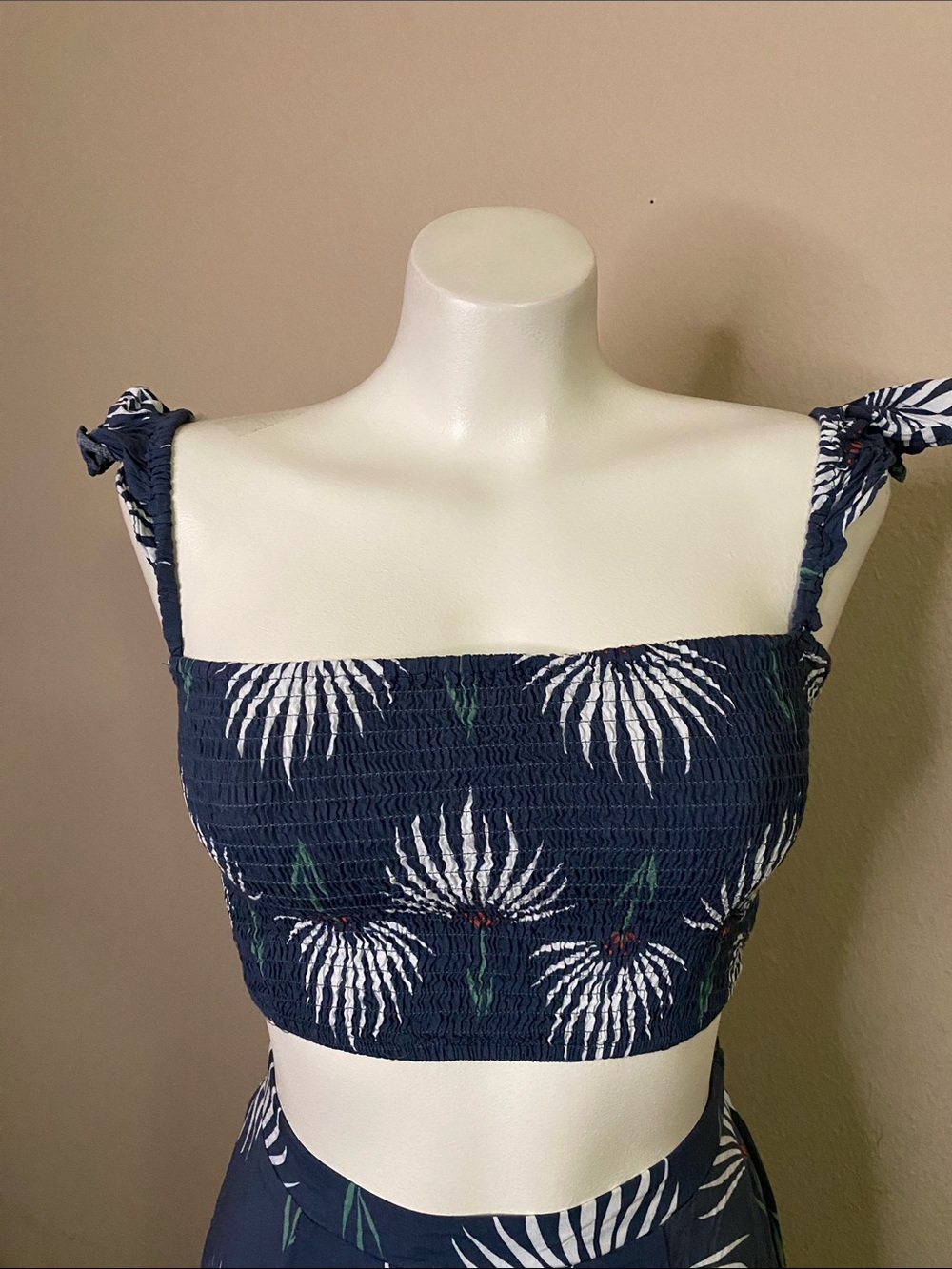 Lulus blue Floral Print boho festival Maxi Skirt & crop top set S - Picture 3 of 13